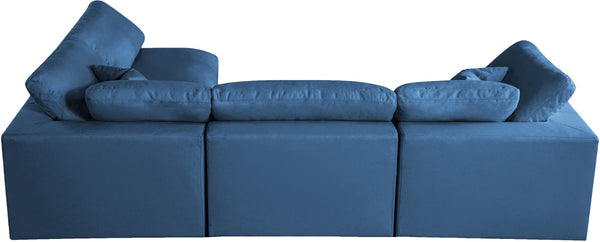 Plush Velvet / Down / Engineered Wood / Foam Contemporary Navy Velvet Standard Cloud-Like Comfort Modular Sectional - 105" W x 70" D x 32" H