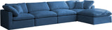 Plush Velvet / Down / Engineered Wood / Foam Contemporary Navy Velvet Standard Cloud-Like Comfort Modular Sectional - 140" W x 70" D x 32" H