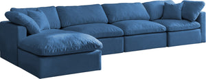 Plush Velvet / Down / Engineered Wood / Foam Contemporary Navy Velvet Standard Cloud-Like Comfort Modular Sectional - 140" W x 70" D x 32" H