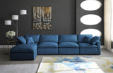 Plush Velvet / Down / Engineered Wood / Foam Contemporary Navy Velvet Standard Cloud-Like Comfort Modular Sectional - 140" W x 70" D x 32" H