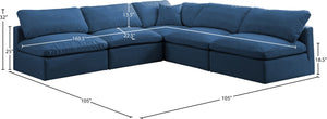 Plush Velvet / Down / Engineered Wood / Foam Contemporary Navy Velvet Standard Cloud-Like Comfort Modular Sectional - 105" W x 105" D x 32" H