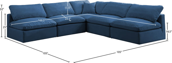 Plush Velvet / Down / Engineered Wood / Foam Contemporary Navy Velvet Standard Cloud-Like Comfort Modular Sectional - 105" W x 105" D x 32" H