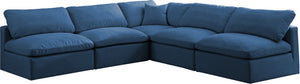 Plush Velvet / Down / Engineered Wood / Foam Contemporary Navy Velvet Standard Cloud-Like Comfort Modular Sectional - 105" W x 105" D x 32" H