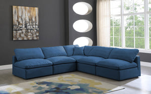Plush Velvet / Down / Engineered Wood / Foam Contemporary Navy Velvet Standard Cloud-Like Comfort Modular Sectional - 105" W x 105" D x 32" H