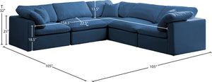Plush Velvet / Down / Engineered Wood / Foam Contemporary Navy Velvet Standard Cloud-Like Comfort Modular Sectional - 105" W x 105" D x 32" H