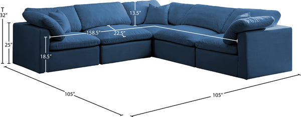 Plush Velvet / Down / Engineered Wood / Foam Contemporary Navy Velvet Standard Cloud-Like Comfort Modular Sectional - 105" W x 105" D x 32" H