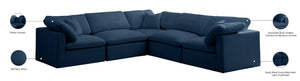 Plush Velvet / Down / Engineered Wood / Foam Contemporary Navy Velvet Standard Cloud-Like Comfort Modular Sectional - 105" W x 105" D x 32" H