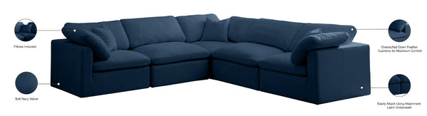 Plush Velvet / Down / Engineered Wood / Foam Contemporary Navy Velvet Standard Cloud-Like Comfort Modular Sectional - 105" W x 105" D x 32" H