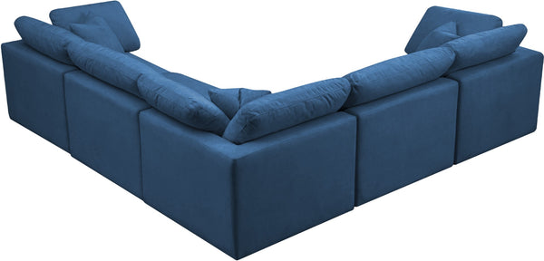Plush Velvet / Down / Engineered Wood / Foam Contemporary Navy Velvet Standard Cloud-Like Comfort Modular Sectional - 105" W x 105" D x 32" H