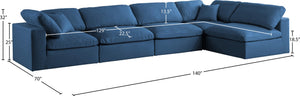 Plush Velvet / Down / Engineered Wood / Foam Contemporary Navy Velvet Standard Cloud-Like Comfort Modular Sectional - 140" W x 70" D x 32" H