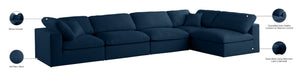 Plush Velvet / Down / Engineered Wood / Foam Contemporary Navy Velvet Standard Cloud-Like Comfort Modular Sectional - 140" W x 70" D x 32" H