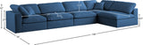 Plush Velvet / Down / Engineered Wood / Foam Contemporary Navy Velvet Standard Cloud-Like Comfort Modular Sectional - 140" W x 70" D x 32" H