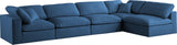 Plush Velvet / Down / Engineered Wood / Foam Contemporary Navy Velvet Standard Cloud-Like Comfort Modular Sectional - 140" W x 70" D x 32" H