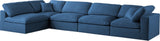 Plush Velvet / Down / Engineered Wood / Foam Contemporary Navy Velvet Standard Cloud-Like Comfort Modular Sectional - 140" W x 70" D x 32" H