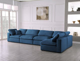 Plush Velvet / Down / Engineered Wood / Foam Contemporary Navy Velvet Standard Cloud-Like Comfort Modular Sectional - 140" W x 70" D x 32" H