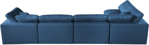 Plush Velvet / Down / Engineered Wood / Foam Contemporary Navy Velvet Standard Cloud-Like Comfort Modular Sectional - 140" W x 70" D x 32" H