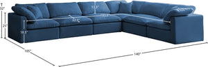 Plush Velvet / Down / Engineered Wood / Foam Contemporary Navy Velvet Standard Cloud-Like Comfort Modular Sectional - 140" W x 105" D x 32" H