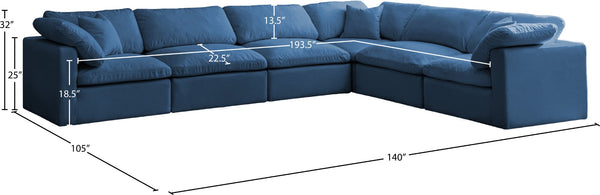 Plush Velvet / Down / Engineered Wood / Foam Contemporary Navy Velvet Standard Cloud-Like Comfort Modular Sectional - 140" W x 105" D x 32" H