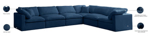 Plush Velvet / Down / Engineered Wood / Foam Contemporary Navy Velvet Standard Cloud-Like Comfort Modular Sectional - 140" W x 105" D x 32" H