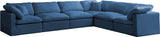 Plush Velvet / Down / Engineered Wood / Foam Contemporary Navy Velvet Standard Cloud-Like Comfort Modular Sectional - 140" W x 105" D x 32" H