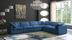 Plush Velvet / Down / Engineered Wood / Foam Contemporary Navy Velvet Standard Cloud-Like Comfort Modular Sectional - 140" W x 105" D x 32" H