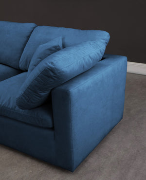 Plush Velvet / Down / Engineered Wood / Foam Contemporary Navy Velvet Standard Cloud-Like Comfort Modular Sectional - 140" W x 105" D x 32" H