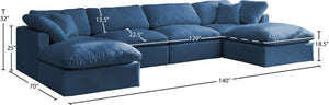 Plush Velvet / Down / Engineered Wood / Foam Contemporary Navy Velvet Standard Cloud-Like Comfort Modular Sectional - 140" W x 70" D x 32" H