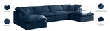 Plush Velvet / Down / Engineered Wood / Foam Contemporary Navy Velvet Standard Cloud-Like Comfort Modular Sectional - 140" W x 70" D x 32" H