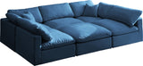 Plush Velvet / Down / Engineered Wood / Foam Contemporary Navy Velvet Standard Cloud-Like Comfort Modular Sectional - 105" W x 70" D x 32" H