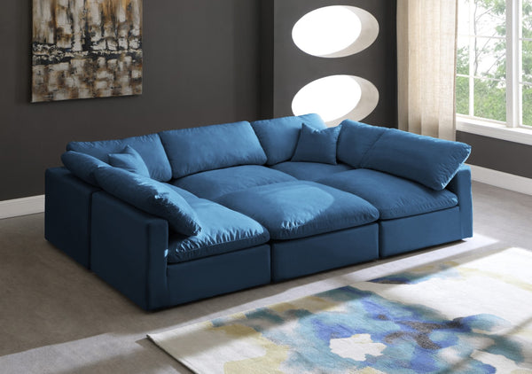 Plush Velvet / Down / Engineered Wood / Foam Contemporary Navy Velvet Standard Cloud-Like Comfort Modular Sectional - 105" W x 70" D x 32" H