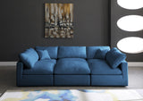 Plush Velvet / Down / Engineered Wood / Foam Contemporary Navy Velvet Standard Cloud-Like Comfort Modular Sectional - 105" W x 70" D x 32" H