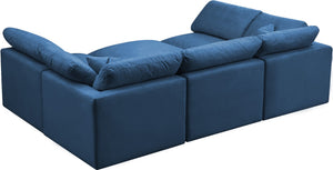 Plush Velvet / Down / Engineered Wood / Foam Contemporary Navy Velvet Standard Cloud-Like Comfort Modular Sectional - 105" W x 70" D x 32" H