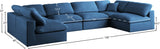 Plush Velvet / Down / Engineered Wood / Foam Contemporary Navy Velvet Standard Cloud-Like Comfort Modular Sectional - 140" W x 70" D x 32" H