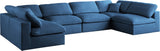 Plush Velvet / Down / Engineered Wood / Foam Contemporary Navy Velvet Standard Cloud-Like Comfort Modular Sectional - 140" W x 70" D x 32" H