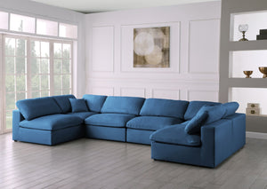 Plush Velvet / Down / Engineered Wood / Foam Contemporary Navy Velvet Standard Cloud-Like Comfort Modular Sectional - 140" W x 70" D x 32" H