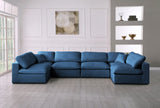 Plush Velvet / Down / Engineered Wood / Foam Contemporary Navy Velvet Standard Cloud-Like Comfort Modular Sectional - 140" W x 70" D x 32" H