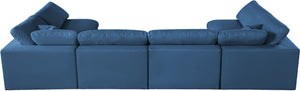 Plush Velvet / Down / Engineered Wood / Foam Contemporary Navy Velvet Standard Cloud-Like Comfort Modular Sectional - 140" W x 70" D x 32" H