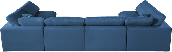 Plush Velvet / Down / Engineered Wood / Foam Contemporary Navy Velvet Standard Cloud-Like Comfort Modular Sectional - 140" W x 70" D x 32" H