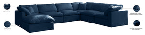 Plush Velvet / Down / Engineered Wood / Foam Contemporary Navy Velvet Standard Cloud-Like Comfort Modular Sectional - 140" W x 105" D x 32" H