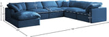 Plush Velvet / Down / Engineered Wood / Foam Contemporary Navy Velvet Standard Cloud-Like Comfort Modular Sectional - 140" W x 105" D x 32" H