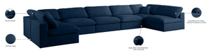 Plush Velvet / Down / Engineered Wood / Foam Contemporary Navy Velvet Standard Cloud-Like Comfort Modular Sectional - 175" W x 70" D x 32" H
