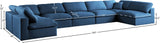 Plush Velvet / Down / Engineered Wood / Foam Contemporary Navy Velvet Standard Cloud-Like Comfort Modular Sectional - 175" W x 70" D x 32" H