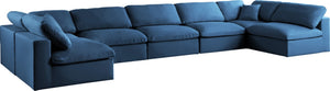 Plush Velvet / Down / Engineered Wood / Foam Contemporary Navy Velvet Standard Cloud-Like Comfort Modular Sectional - 175" W x 70" D x 32" H