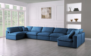 Plush Velvet / Down / Engineered Wood / Foam Contemporary Navy Velvet Standard Cloud-Like Comfort Modular Sectional - 175" W x 70" D x 32" H