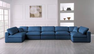 Plush Velvet / Down / Engineered Wood / Foam Contemporary Navy Velvet Standard Cloud-Like Comfort Modular Sectional - 175" W x 70" D x 32" H