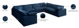 Plush Velvet / Down / Engineered Wood / Foam Contemporary Navy Velvet Standard Cloud-Like Comfort Modular Sectional - 140" W x 105" D x 32" H