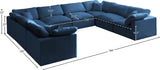 Plush Velvet / Down / Engineered Wood / Foam Contemporary Navy Velvet Standard Cloud-Like Comfort Modular Sectional - 140" W x 105" D x 32" H