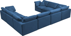 Plush Velvet / Down / Engineered Wood / Foam Contemporary Navy Velvet Standard Cloud-Like Comfort Modular Sectional - 140" W x 105" D x 32" H