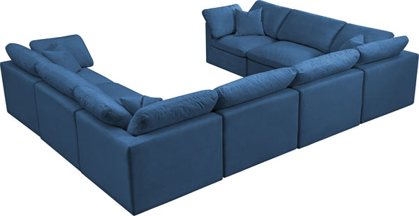 Plush Velvet / Down / Engineered Wood / Foam Contemporary Navy Velvet Standard Cloud-Like Comfort Modular Sectional - 140" W x 105" D x 32" H