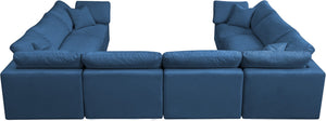 Plush Velvet / Down / Engineered Wood / Foam Contemporary Navy Velvet Standard Cloud-Like Comfort Modular Sectional - 140" W x 105" D x 32" H
